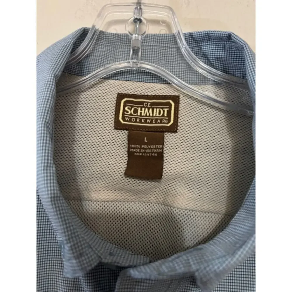 CE Schmidt Mens Work Wear Shirt Short Sleeve Button Front Collar Mens Large